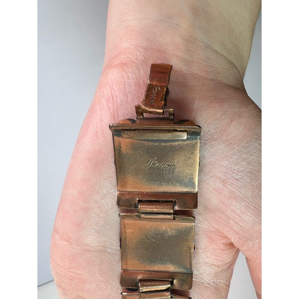 Vintage 1950's RENOIR Copper Theater Drama Masks Bracelet & Clip On Earrings - Picture 5 of 9